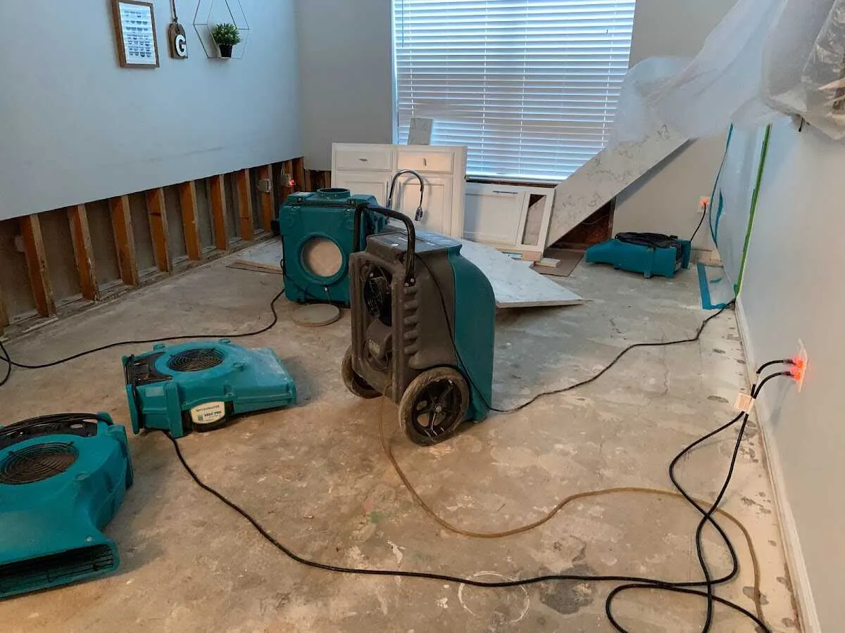 Dehumidifier in flood-cut room for Water Damage Restoration in Prattville